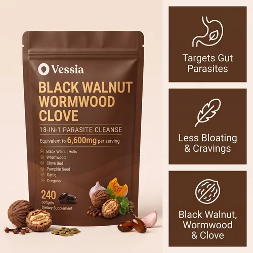 Vessia Parasite Cleanse — Black Walnut, Wormwood & Clove packaging