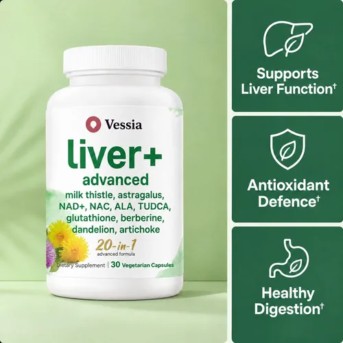 Vessia Liver Advanced+ 20-in-1 real product packaging